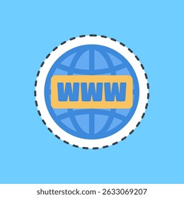 Cortando nome de domínio do adesivo de linha. Elementos de rede da Internet.