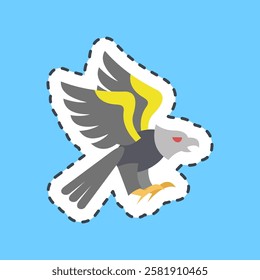 Cutting line sticker eagle. Traditional tattoo elements.