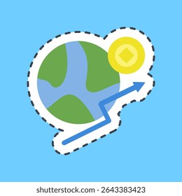 Cutting line sticker economic freedom. Crypto currency elements.