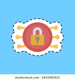 Cutting line sticker encryption. Crypto currency elements.