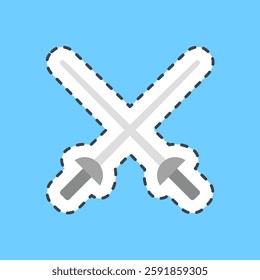 Cutting line sticker fencing. Sports elements.