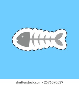 Cutting line sticker fishbone. Global warming elements.