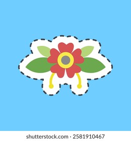 Cutting line sticker flower. Traditional tattoo elements.