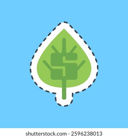 Cutting line sticker green economy. Economy and business elements.