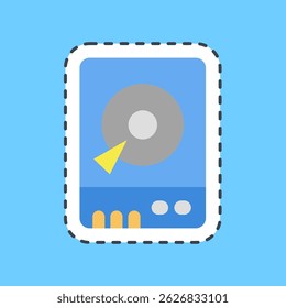 Cutting line sticker hdd. Computer components elements.
