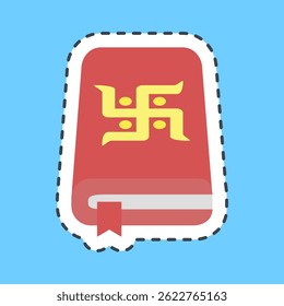 Cutting line sticker holy book. Buddhism and vesak elements.