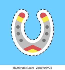 Cutting line sticker horse shoe. Traditional tattoo elements.