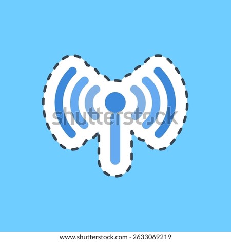 Cutting line sticker hotspot. Internet network elements.
