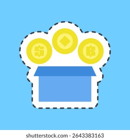 Cutting line sticker initial coin offering. Crypto currency elements.