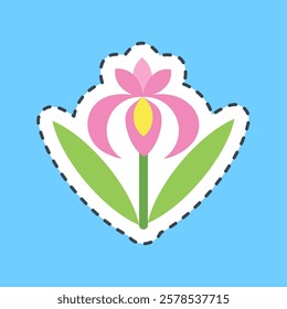 Cutting line sticker iris. Beautiful flowers elements.