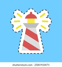 Cutting line sticker lighthouse. Traditional tattoo elements.