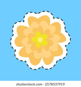 Cutting line sticker marigold. Beautiful flowers elements.