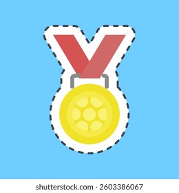 Cutting line sticker medal. Football and soccer elements.
