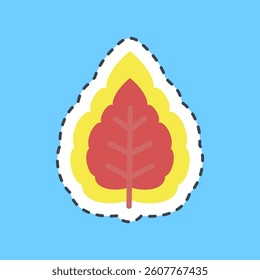 Cutting line sticker miana. Plant leaves elements.