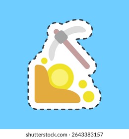 Cutting line sticker mining. Crypto currency elements.
