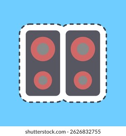 Cutting line sticker music device. Computer components elements.