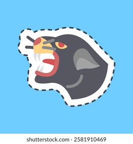 Cutting line sticker panther. Traditional tattoo elements.