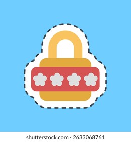 Cutting line sticker password. Internet network elements.
