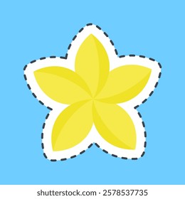 Cutting line sticker plumeria. Beautiful flowers elements.