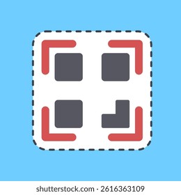 Cutting line sticker qr code scan. Cashless society elements.