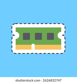 Cutting line sticker ram. Computer components elements.