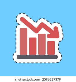 Cutting line sticker recession. Economy and business elements.