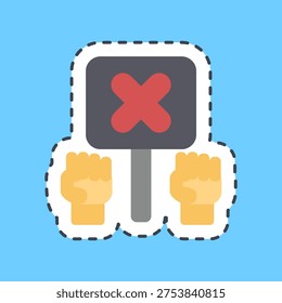 Cutting line sticker revolt. Activism protest elements.