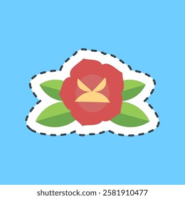 Cutting line sticker rose. Traditional tattoo elements.