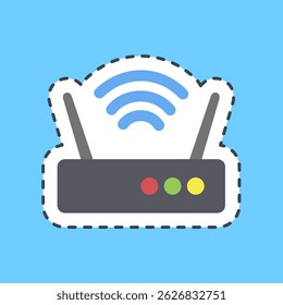 Cutting line sticker router. Computer components elements.