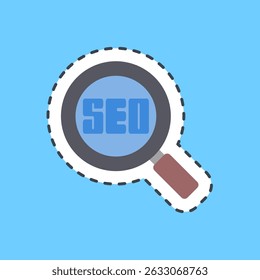Cutting line sticker seo. Internet network elements.