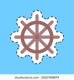 Cutting line sticker ship wheel. Traditional tattoo elements.