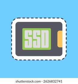 Cutting line sticker ssd. Computer components elements.