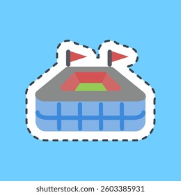 Cutting line sticker stadium. Football and soccer elements.