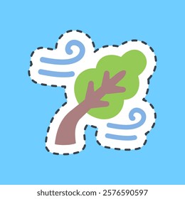 Cutting line sticker strong winds. Global warming elements.