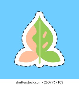 Cutting line sticker syngonium. Plant leaves elements.