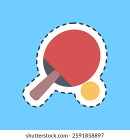 Cutting line sticker table tennis. Sports elements.