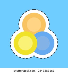Cutting line sticker token. Crypto currency elements.