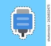 Cutting line sticker vga. Computer components elements.