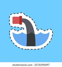 Cutting line sticker water pollution. Global warming elements.