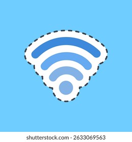Cutting line sticker wifi. Internet network elements.