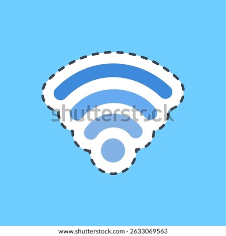 Cutting line sticker wifi. Internet network elements.