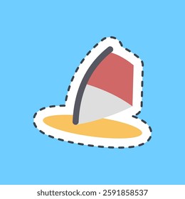 Cutting line sticker wind surfing. Sports elements.