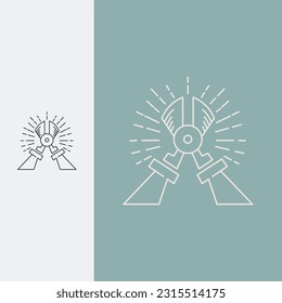 cutting logo as hipster gear modern sign template. logo with monoline style,