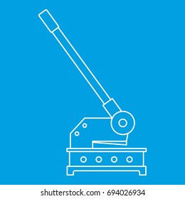 Cutting machine icon blue outline style isolated vector illustration. Thin line sign