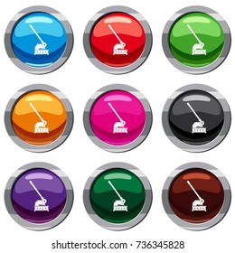 Cutting machine set icon isolated on white. 9 icon collection vector illustration