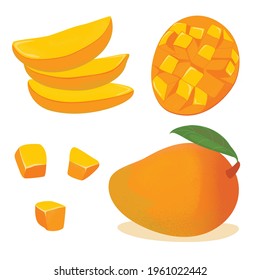 cutting mango flat illustration on white background
