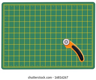 Cutting Mat with grids, green self healing, for measuring, cutting paper, fabric for sewing, tailoring, quilting, applique, patchwork, do it yourself fashion, arts, craft,  hobbies. 
