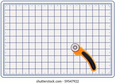 Cutting Mat With Grids, Self Healing, Rotary Blade Cutter To Measure Fabric, Paper, Materials For Sewing, Fashion, Tailoring, Quilting, Patchwork, DIY Arts, Fashion, Crafts, Hobbies. 