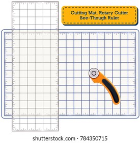 Cutting Mat, Rotary Blade Cutter, See Through Ruler, for do it yourself sewing, quilting, patchwork, appliqué, tailoring, arts and crafts projects.