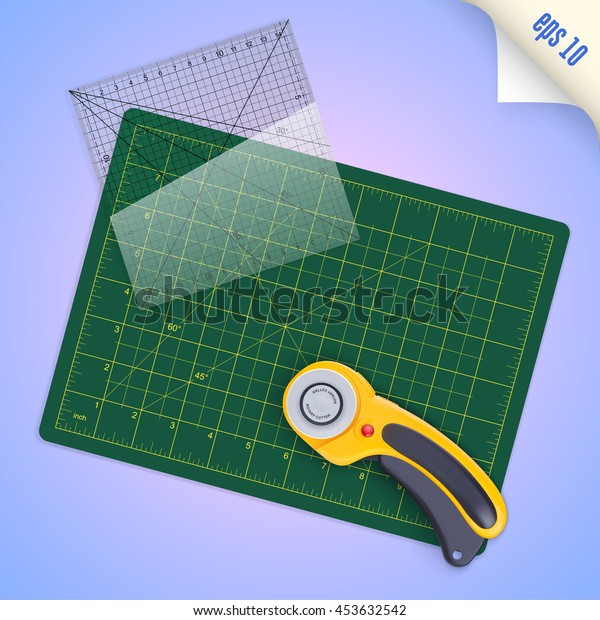 Cutting Mat Square Transparent Ruler Millimeter Stock Vector